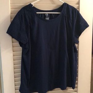 short sleeve shirt with eyelet sleeves